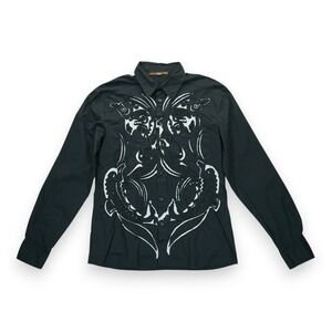 Vintage Roberto Cavalli Men's Imperial Birds Embroidered Shirt Size US 16 /IT 50